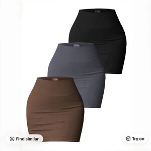 Women's Ribbed Skirt Set - Black, Gray, Brown